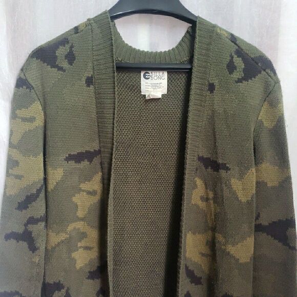 Billabong Sweater Open Cardigan Camo Y2K 90's Retro 2000's Women's Juniors Small - Picture 2 of 8
